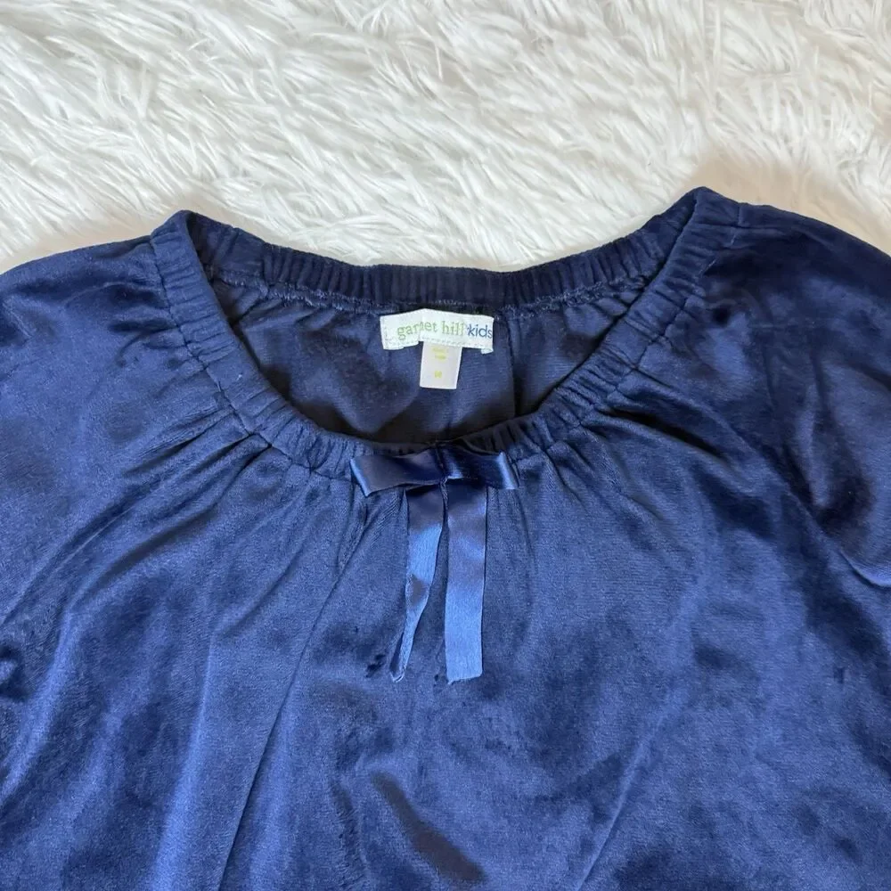 Garnet Hill Kids Navy Blue Velour Dress Size 6T Holiday Christmas Party Church